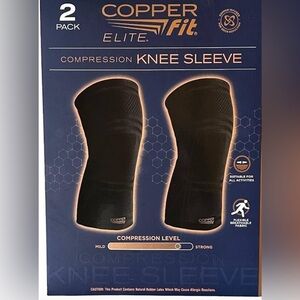 Copper Fit Elite Knee Brace with Compression Sleeve, 2 Pack, Black (small/medium